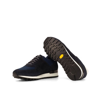 Ambrogio Bespoke Navy & White Suede Jogger Casual Sneakers (AMB1615)