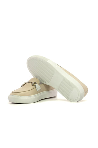 Ambrogio Bespoke Nude Full Grain Leather Slip-On Belgian Horsebit Sneakers (AMB2553)-AmbrogioShoes