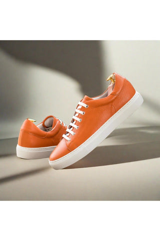 Ambrogio Bespoke Orange Full Grain Leather Trainer Sneakers (AMB2444)-AmbrogioShoes