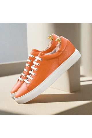 Ambrogio Bespoke Orange Full Grain Leather Trainer Sneakers (AMB2444)-AmbrogioShoes