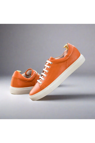 Ambrogio Bespoke Orange Full Grain Leather Trainer Sneakers (AMB2530)-AmbrogioShoes