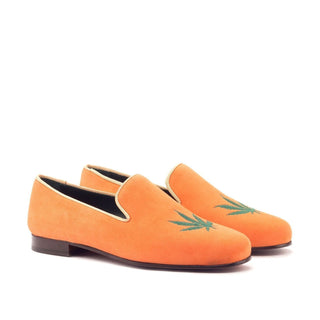 Ambrogio Bespoke Orange Grossgrain / Suede Wellington Slip-On Loafer (AMB1659)