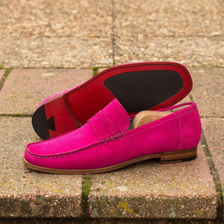 Ambrogio Bespoke Pink Suede Moccasin Penny Loafers (AMB1612)