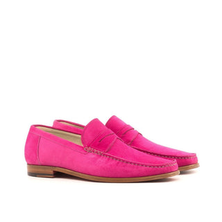 Ambrogio Bespoke Pink Suede Moccasin Penny Loafers (AMB1612)