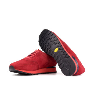 Ambrogio Bespoke Red Suede Casual Jogger Sneakers (AMB2441)