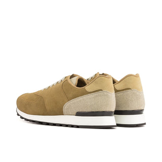 Ambrogio Bespoke Sand & Mustard Linen / Suede Jogger Sneakers (AMB2469)