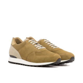Ambrogio Bespoke Sand & Mustard Linen / Suede Jogger Sneakers (AMB2469)