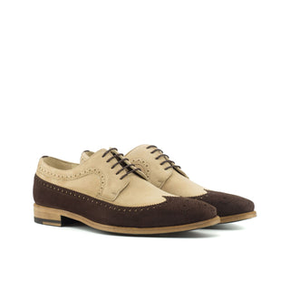 Ambrogio Bespoke Taupe & Brown Suede Longwing Blucher Oxfords (AMB1570)