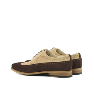 Ambrogio Bespoke Taupe & Brown Suede Longwing Blucher Oxfords (AMB1570)