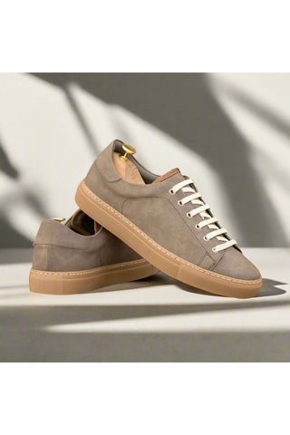 Ambrogio Bespoke Taupe Vegan Suede Casual Trainer Sneakers (AMB2560)-AmbrogioShoes