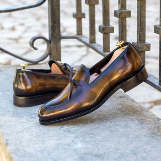 Ambrogio Bespoke Tobacco Brown Patina Leather Loafers (AMB1557)
