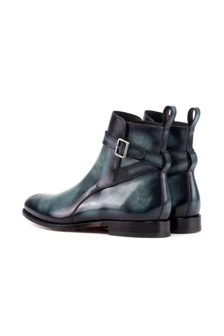 Ambrogio Bespoke Turquoise Patina Leather Jodhpur Boots (AMB2430)-AmbrogioShoes