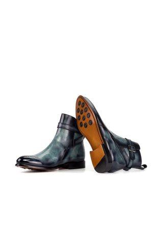 Ambrogio Bespoke Turquoise Patina Leather Jodhpur Boots (AMB2430)-AmbrogioShoes