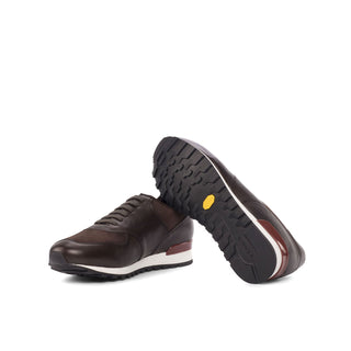 Ambrogio Bespoke Two-Tone Brown Suede / Full Grain Leather Jogger Sneakers (AMB1852)