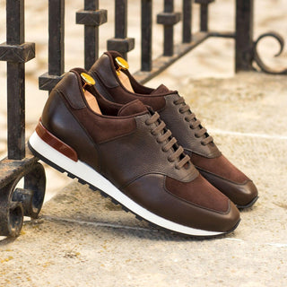 Ambrogio Bespoke Two-Tone Brown Suede / Full Grain Leather Jogger Sneakers (AMB1852)