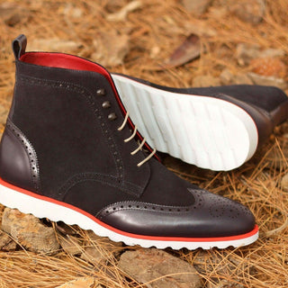 Ambrogio Bespoke Two-Tone Suede / Leather Military Brogue Boots (AMB1525)