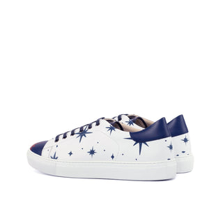 Ambrogio Bespoke White / Navy / Black Leather Casual Trainer Sneakers (AMB1629)