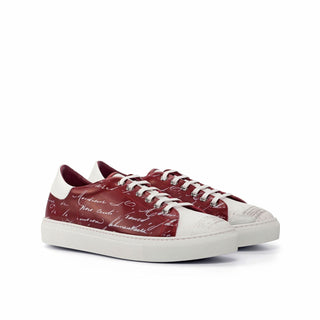 Ambrogio Bespoke White & Red Patent / Leather Sneakers (AMB1749)