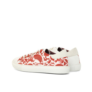 Ambrogio Bespoke White & Red Suede / Leather Stencil Sneakers (AMB2248)
