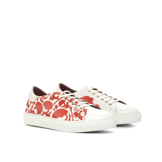 Ambrogio Bespoke White & Red Suede / Leather Stencil Sneakers (AMB2248)