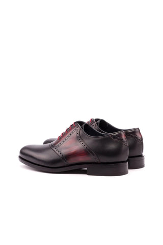 Ambrogio Black & Burgundy Patina / Leather Saddle Oxfords (AMB1330)-AmbrogioShoes