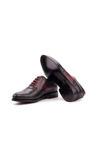 Ambrogio Black & Burgundy Patina / Leather Saddle Oxfords (AMB1330)-AmbrogioShoes