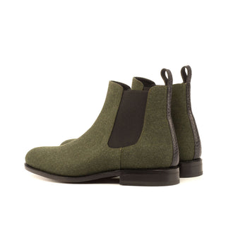 Ambrogio Black & Green Crocodile / Fabric Chelsea Boots (AMB1046)
