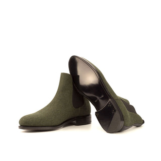 Ambrogio Black & Green Crocodile / Fabric Chelsea Boots (AMB1046)
