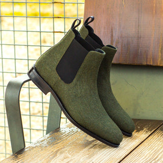 Ambrogio Black & Green Crocodile / Fabric Chelsea Boots (AMB1046)
