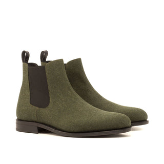 Ambrogio Black & Green Crocodile / Fabric Chelsea Boots (AMB1046)