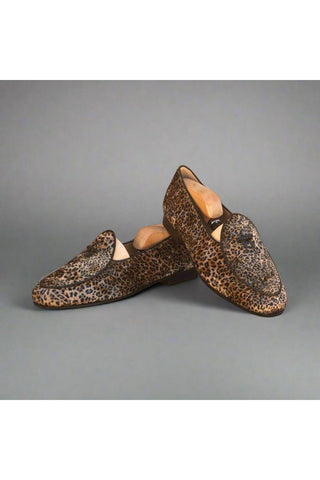 Ambrogio Black Leopard Sartorial / Leather Belgian Loafers (AMB1357)-AmbrogioShoes