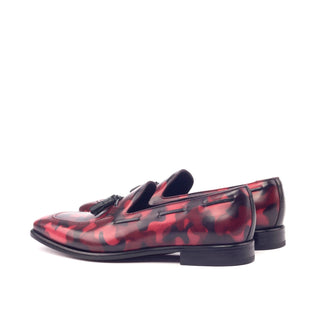 Ambrogio Black & Red Camo Patina Leather Tassels Loafers (AMB1263)-AmbrogioShoes