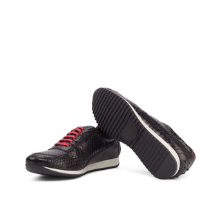 Ambrogio Black & Red Snake-Skin / Leather Corsini Casual Sneakers (AMB1445)