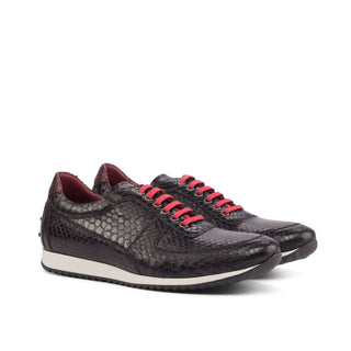 Ambrogio Black & Red Snake-Skin / Leather Corsini Casual Sneakers (AMB1445)