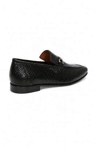 Ambrogio Black Snake Embossed Leather Horsebit Loafers (AMZ1015)-AmbrogioShoes