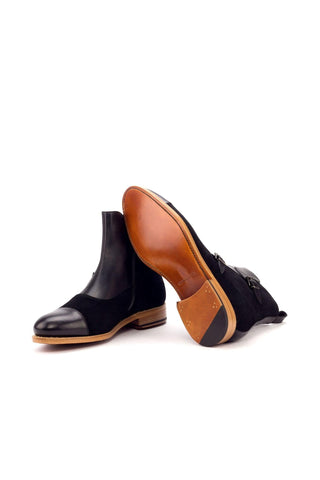 Ambrogio Black Suede / Leather Atticus Double Boots (AMB1449)-AmbrogioShoes