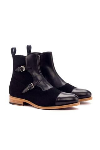 Ambrogio Black Suede / Leather Atticus Double Boots (AMB1449)-AmbrogioShoes
