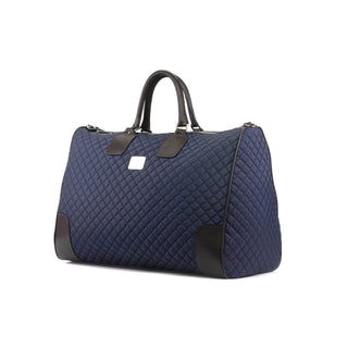 Ambrogio Blue Quilted Leather Weekender Bags (AMBH1032)-AmbrogioShoes