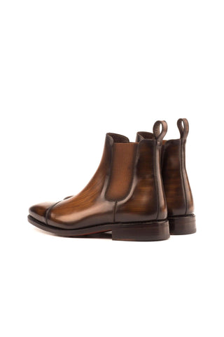 Ambrogio Brown Crust Patina Leather Cap-Toe Chelsea Boots (AMB1030)-AmbrogioShoes