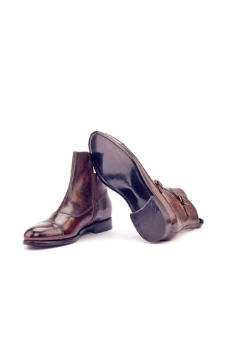 Ambrogio Brown Patina Leather Atticus Double Boots (AMB1254)