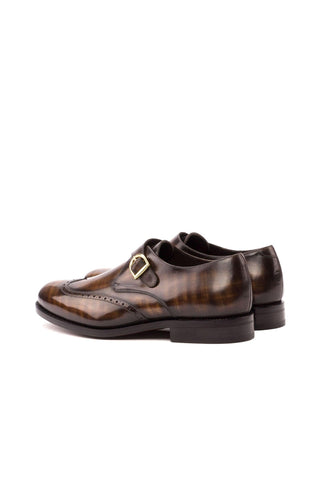 Ambrogio Brown Patina Leather Monk-Straps Loafers (AMB1057)-AmbrogioShoes
