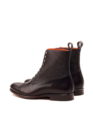 Ambrogio Brown Pebble Grain / Leather Balmoral Boots (AMB1333)-AmbrogioShoes