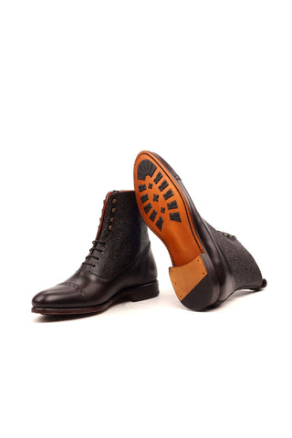 Ambrogio Brown Pebble Grain / Leather Balmoral Boots (AMB1333)-AmbrogioShoes