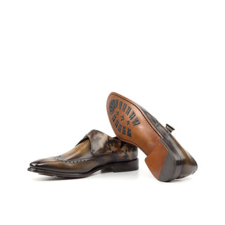 Ambrogio Brown & Tobacco Patina Leather Monk Strap (AMB2059)