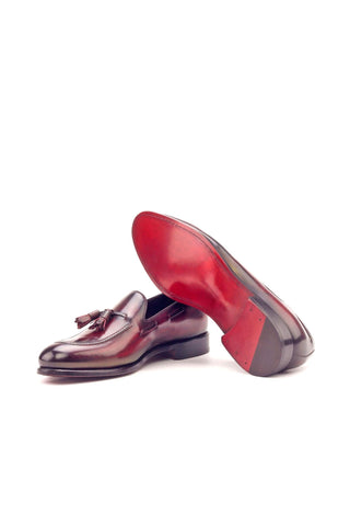 Ambrogio Burgundy Patina Leather Tassels Loafers (AMB1472)-AmbrogioShoes