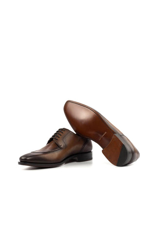 Ambrogio Ceaser Men's Handmade Custom Shoes Brown Leather Derby Split Toe (AMB1405)-AmbrogioShoes