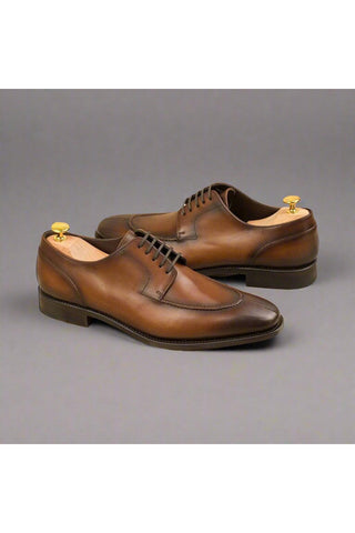 Ambrogio Ceaser Men's Handmade Custom Shoes Brown Leather Derby Split Toe (AMB1405)-AmbrogioShoes