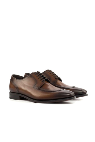 Ambrogio Ceaser Men's Handmade Custom Shoes Brown Leather Derby Split Toe (AMB1405)-AmbrogioShoes