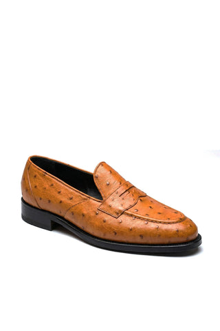 Ambrogio Cesare Ostrich Skin Penny Loafer-AmbrogioShoes