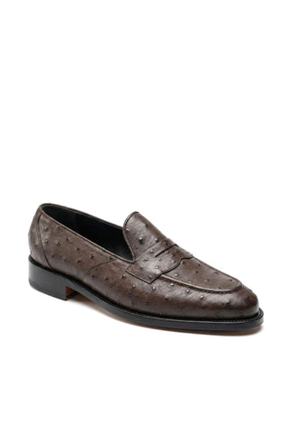Ambrogio Cesare Ostrich Skin Penny Loafer-AmbrogioShoes